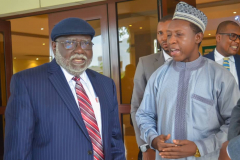 DG NIALS Prof M T Ladan with the Ag. Chief Justice of Nigeria and Chairman NIALS Governing Council, Hon. Justice Olukayode Ariwoola at the One day workshop for Appellate court Justices and Judges of Federal high Court. Held at the National judicial institute Abuja on 4 July 2022.